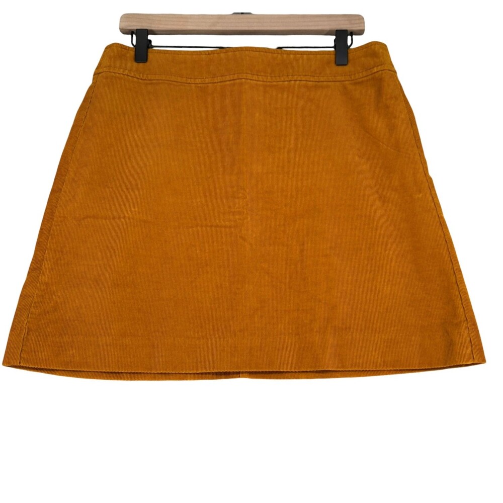 J Crew Corduroy A-Line Skirt Size 8 Yellow Mini Zip Lined Cotton G8210 Academia - Picture 2 of 12